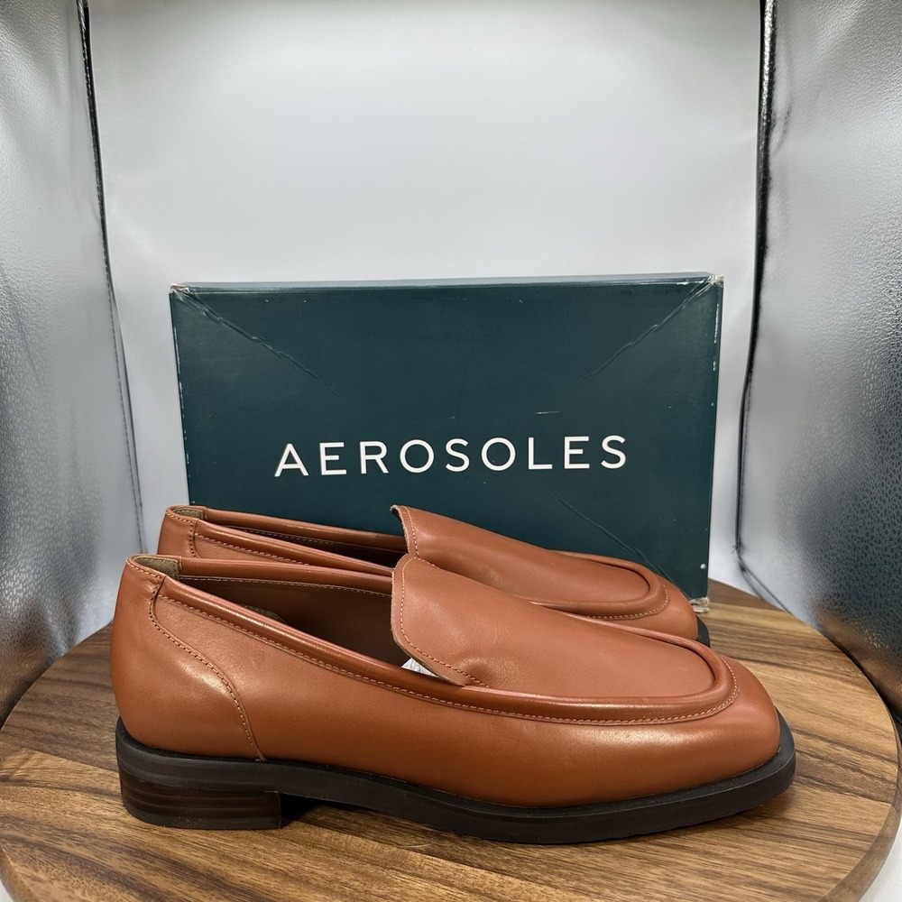 Aerosoles Percy Loafer Slip On Brown Leather Preppy Retro 90s‎ Women's 10.5M
